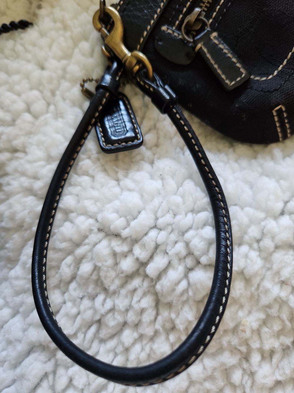 Coach Black Canvas Wristlet with Contrast Stitching - Picture 5 of 10